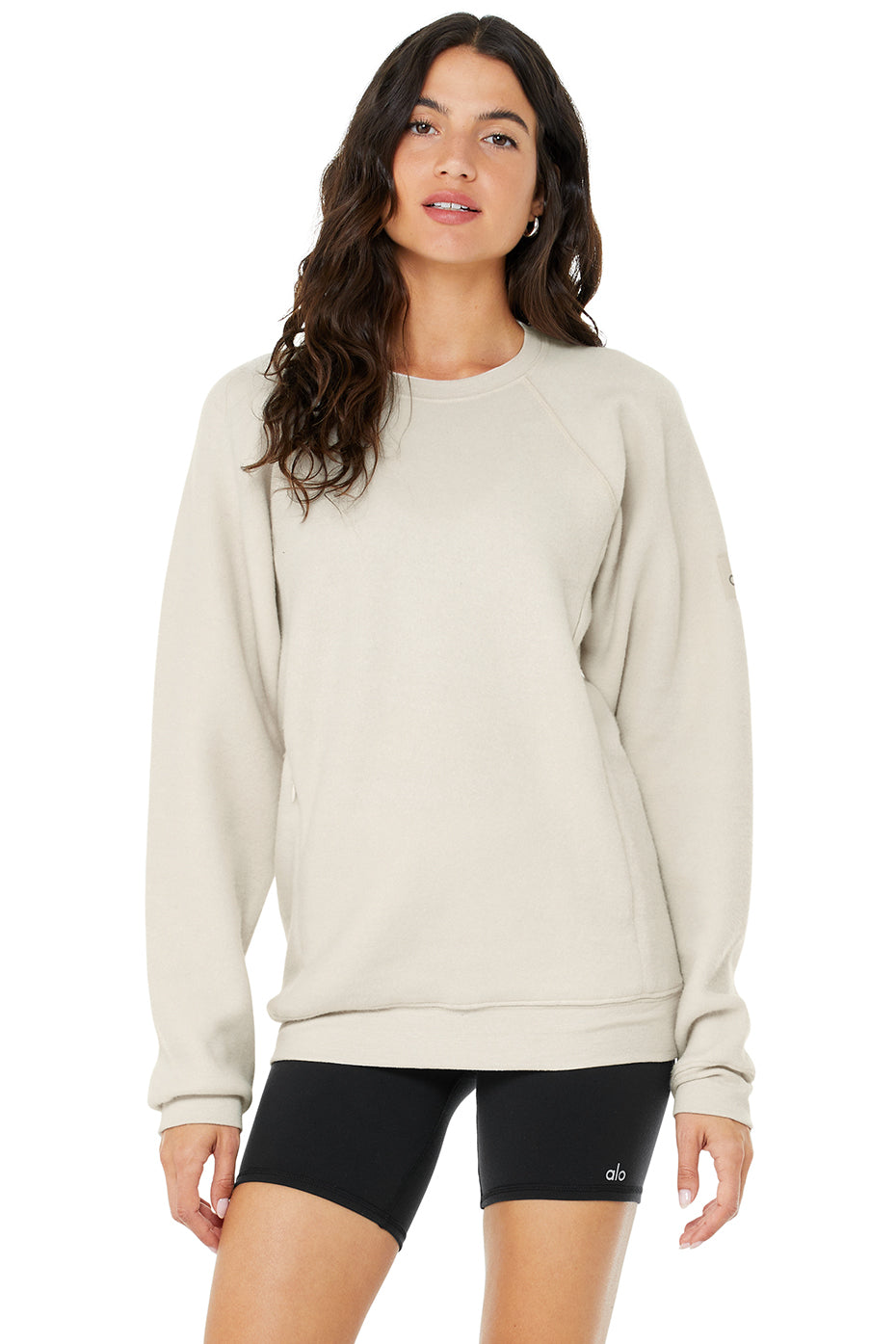 Beige Women's Alo Yoga Triumph Crew Neck Sweatshirts | COY-428631