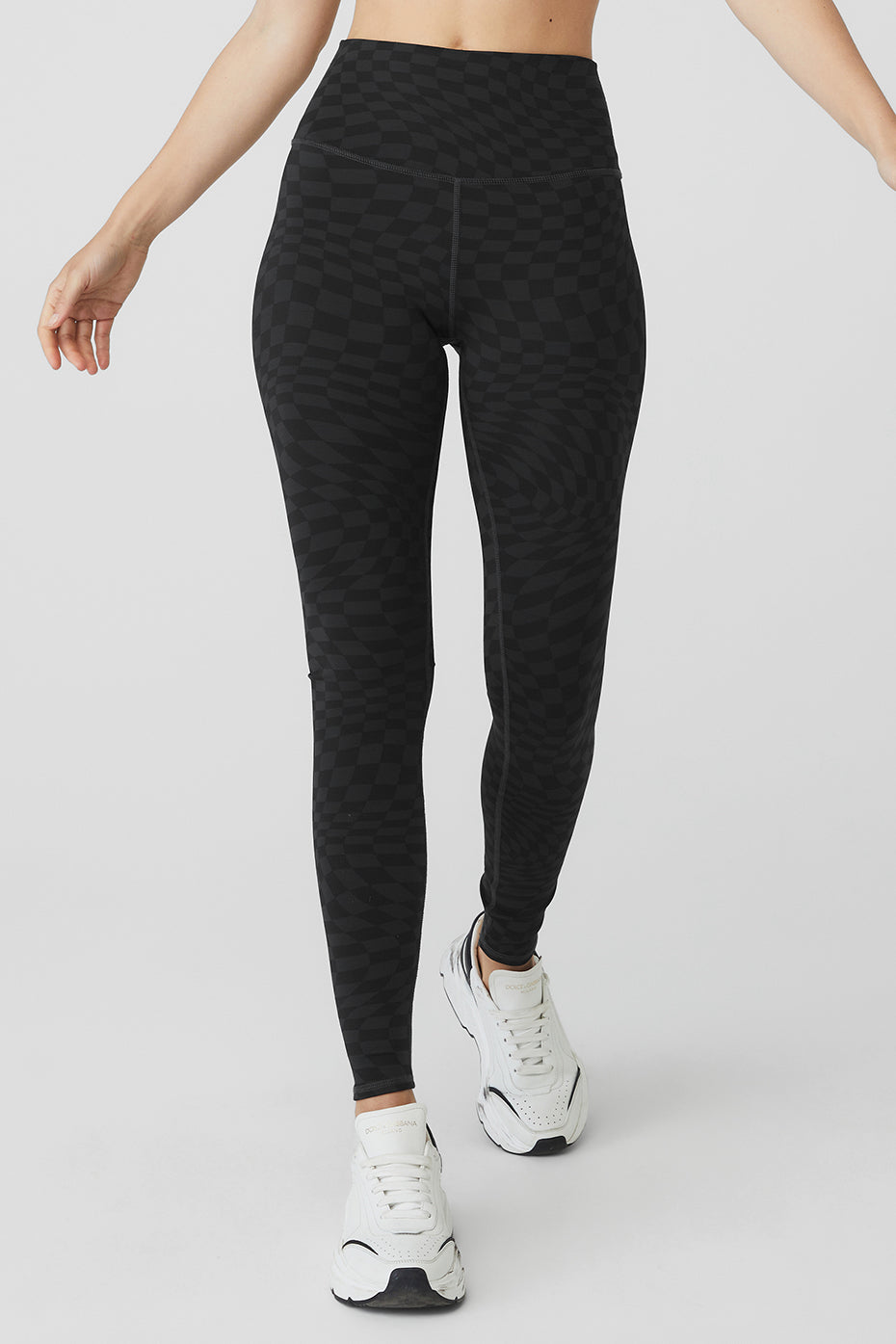 Black / Dark Grey Women's Alo Yoga Jacquard High-Waist Checkered Leggings | QKA-305981