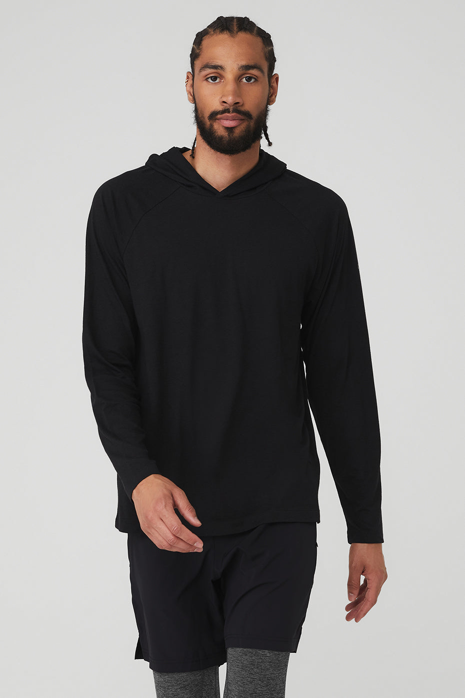 Black Men's Alo Yoga Core Runner Hoodie | GYU-852140