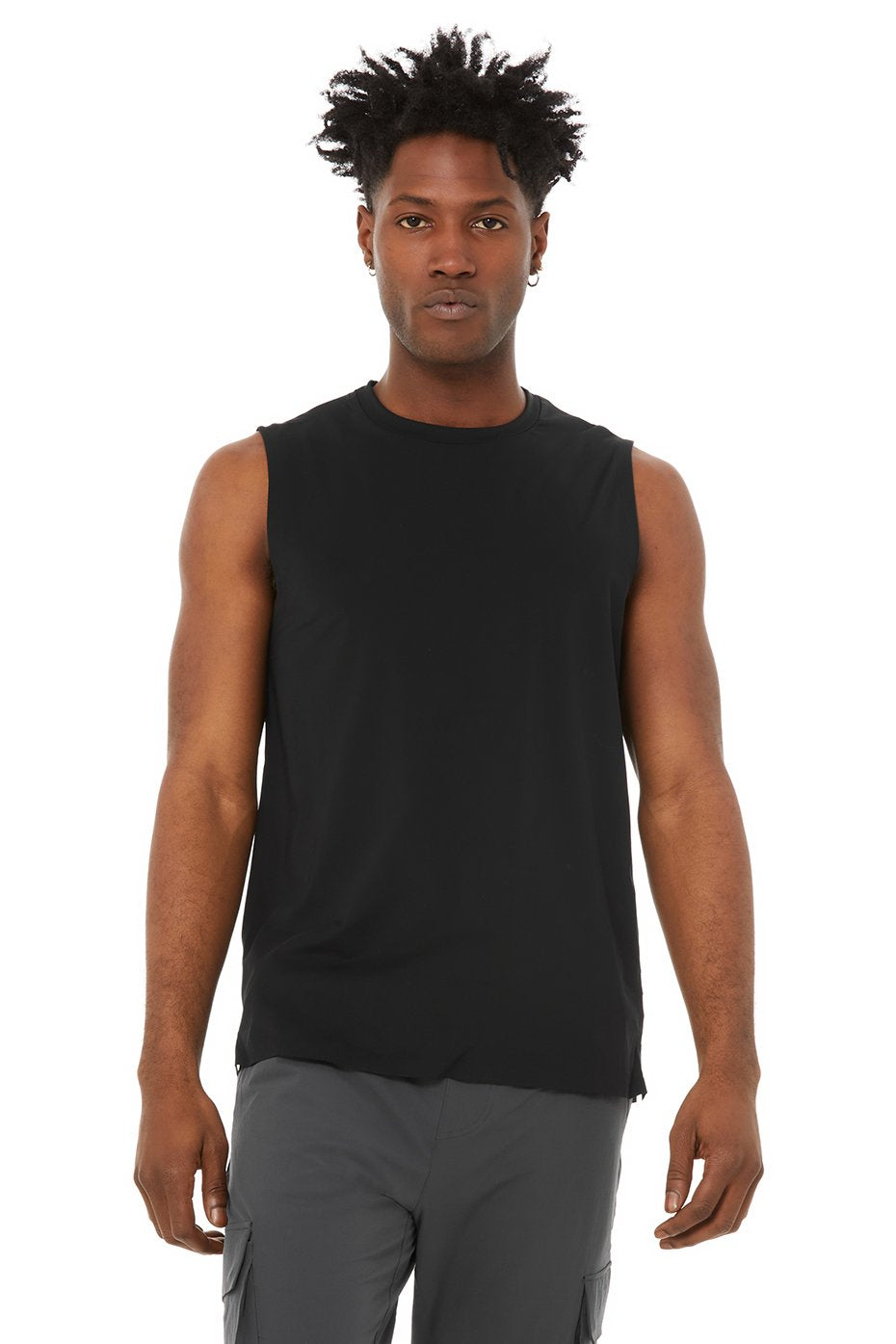 Black Men's Alo Yoga Idol Performance Tanks | OZF-135286