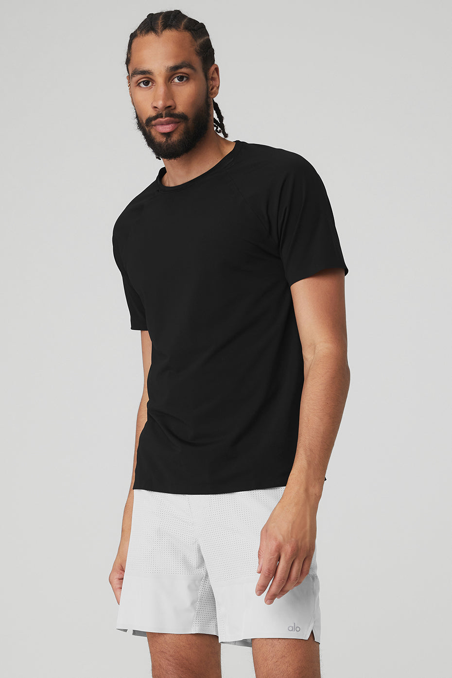 Black Men's Alo Yoga Idol Performance Tee Short Sleeve | KUX-314082