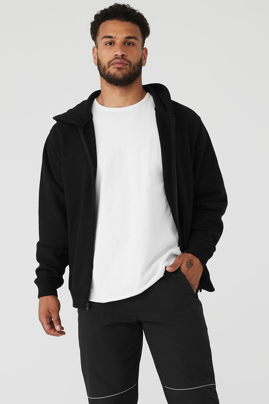 Black Men's Alo Yoga Renown Heavy Weight Full Zip Hoodie | XKY-031974