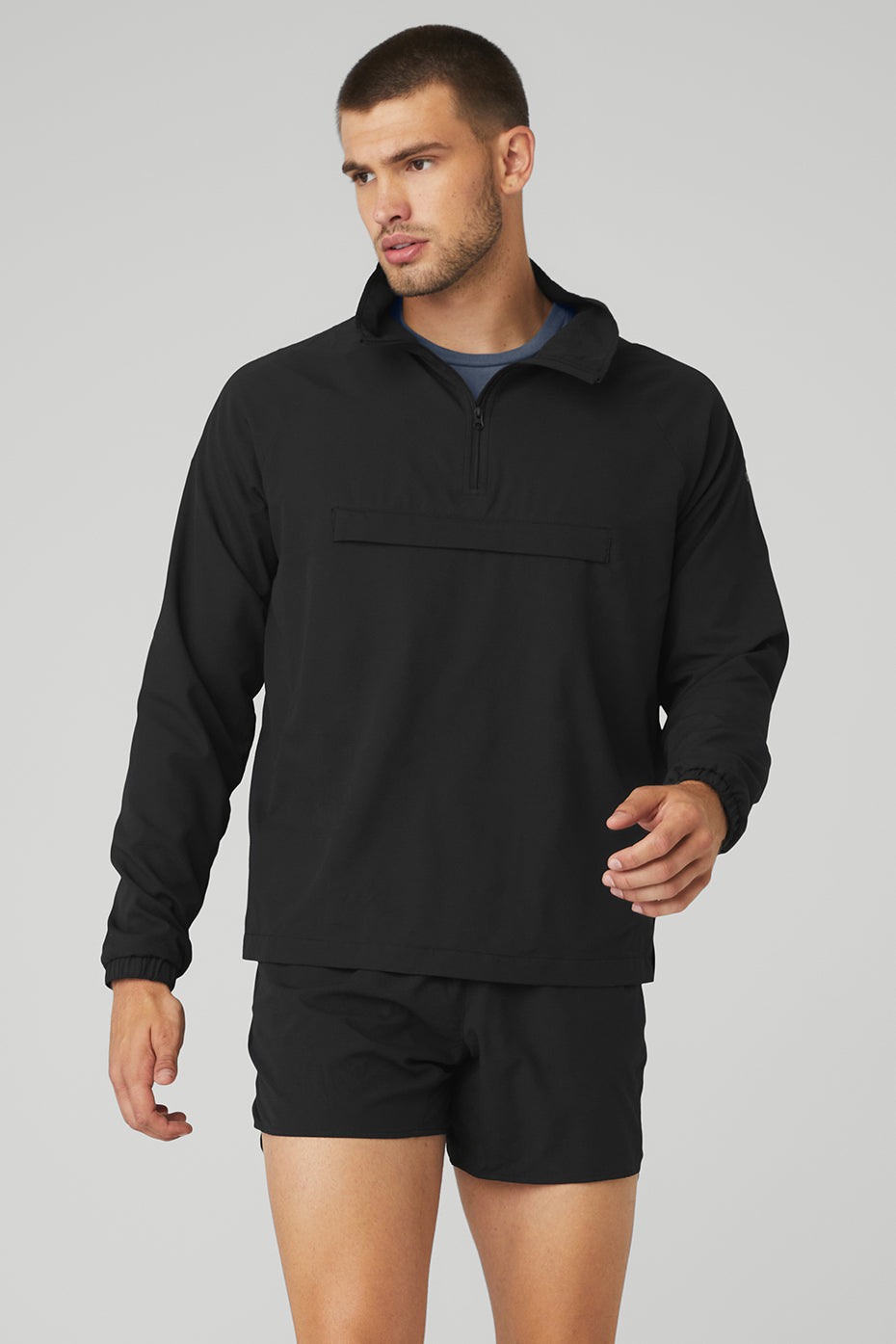 Black Men's Alo Yoga Ripstop 1/4 Zip On-Set Jackets | TRW-627581