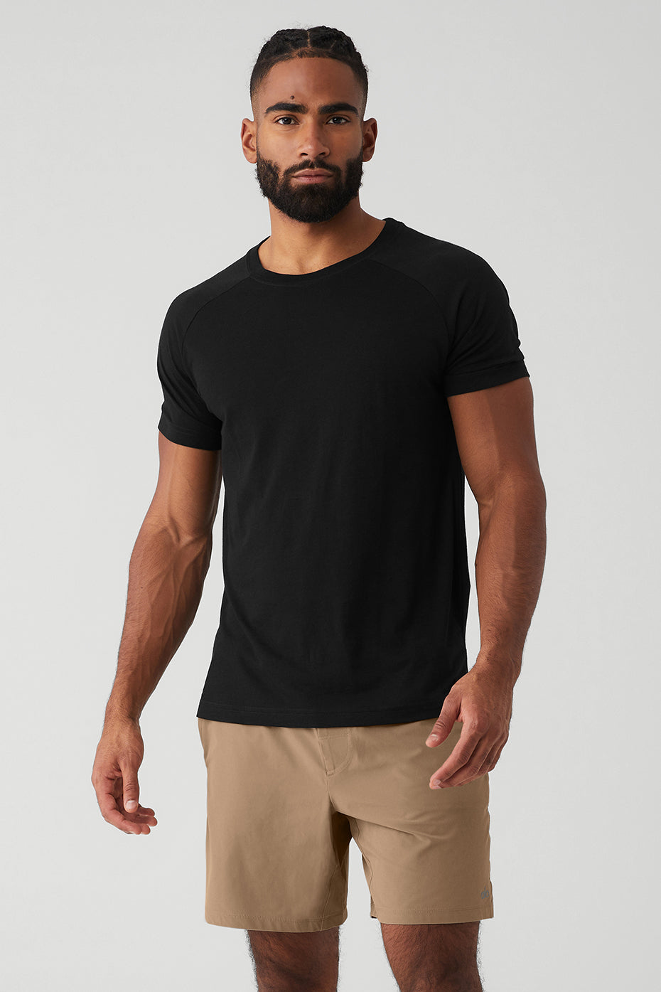 Black Men's Alo Yoga The Triumph Crew Neck Tee Short Sleeve | QPE-891047