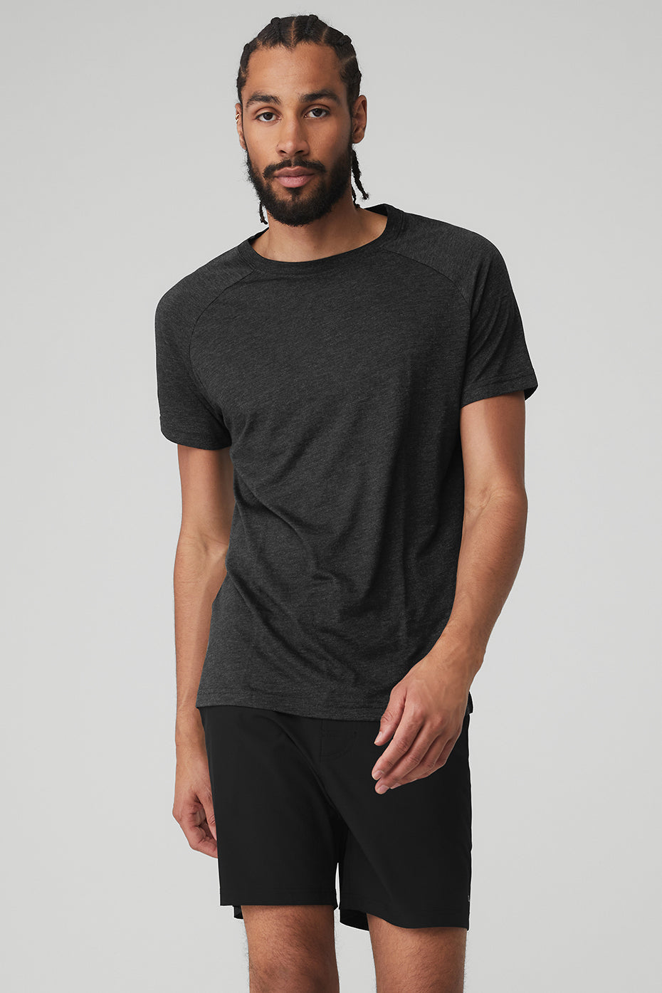 Black Men's Alo Yoga The Triumph Crew Neck Tee Short Sleeve | SMV-870432