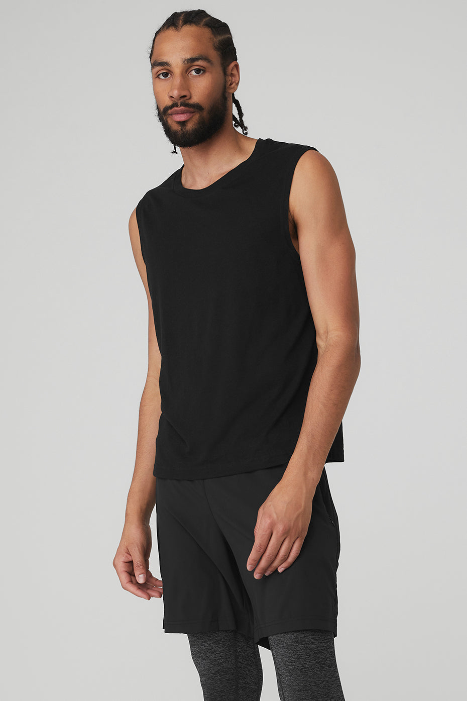 Black Men's Alo Yoga The Triumph Muscle Tanks | NDT-251749