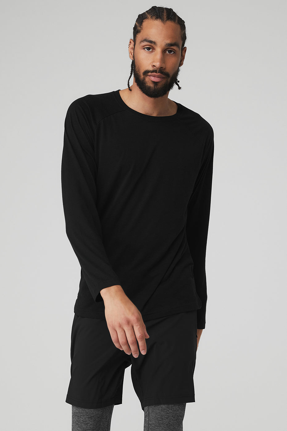 Black Men's Alo Yoga Triumph Tee Long Sleeve | UMK-819327