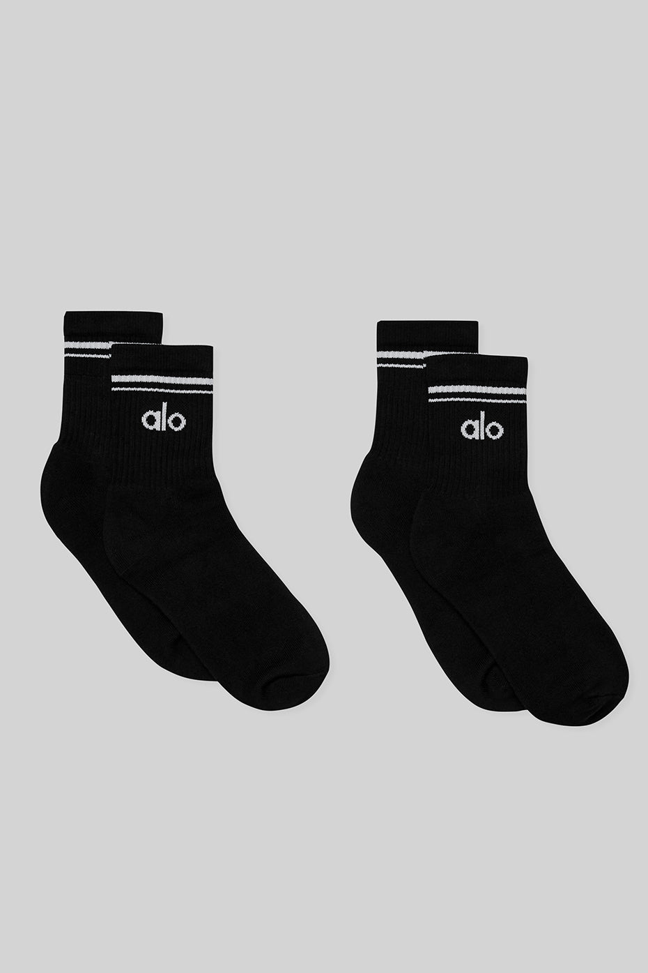 Black / White Unisex Alo Yoga Half-Crew Throwback (2 Pack) Socks | BKO-791036