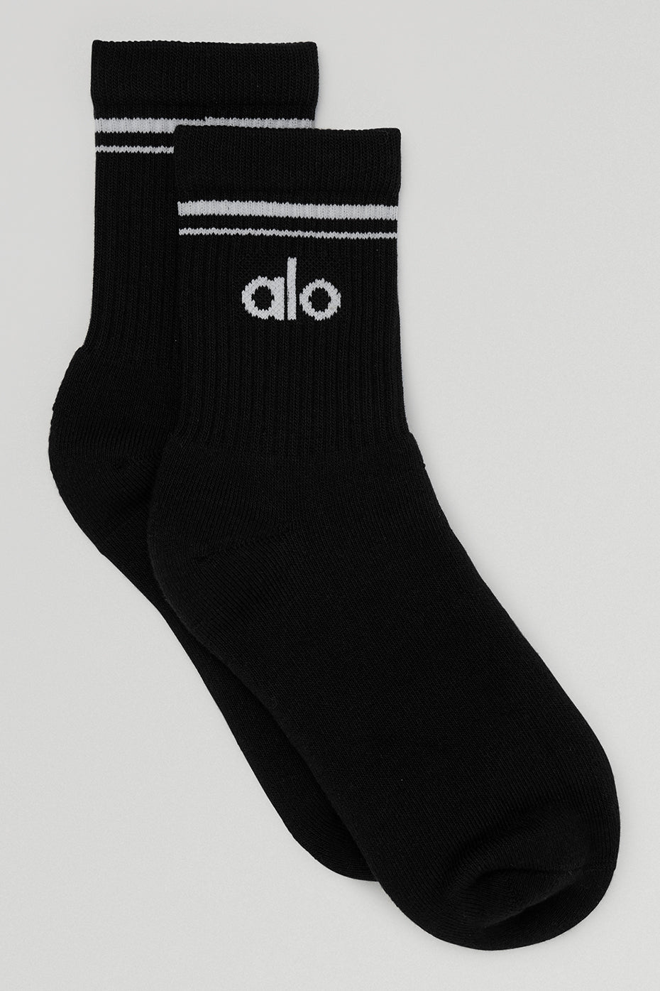 Black / White Unisex Alo Yoga Half-Crew Throwback Socks | UKE-054286