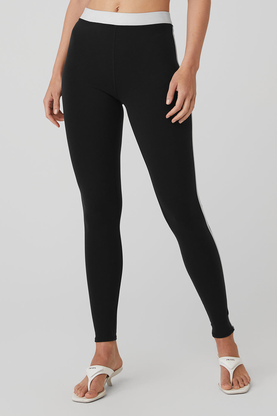 Black / White Women's Alo Yoga Airbrush High-Waist Streamlined Leggings | FOH-172638