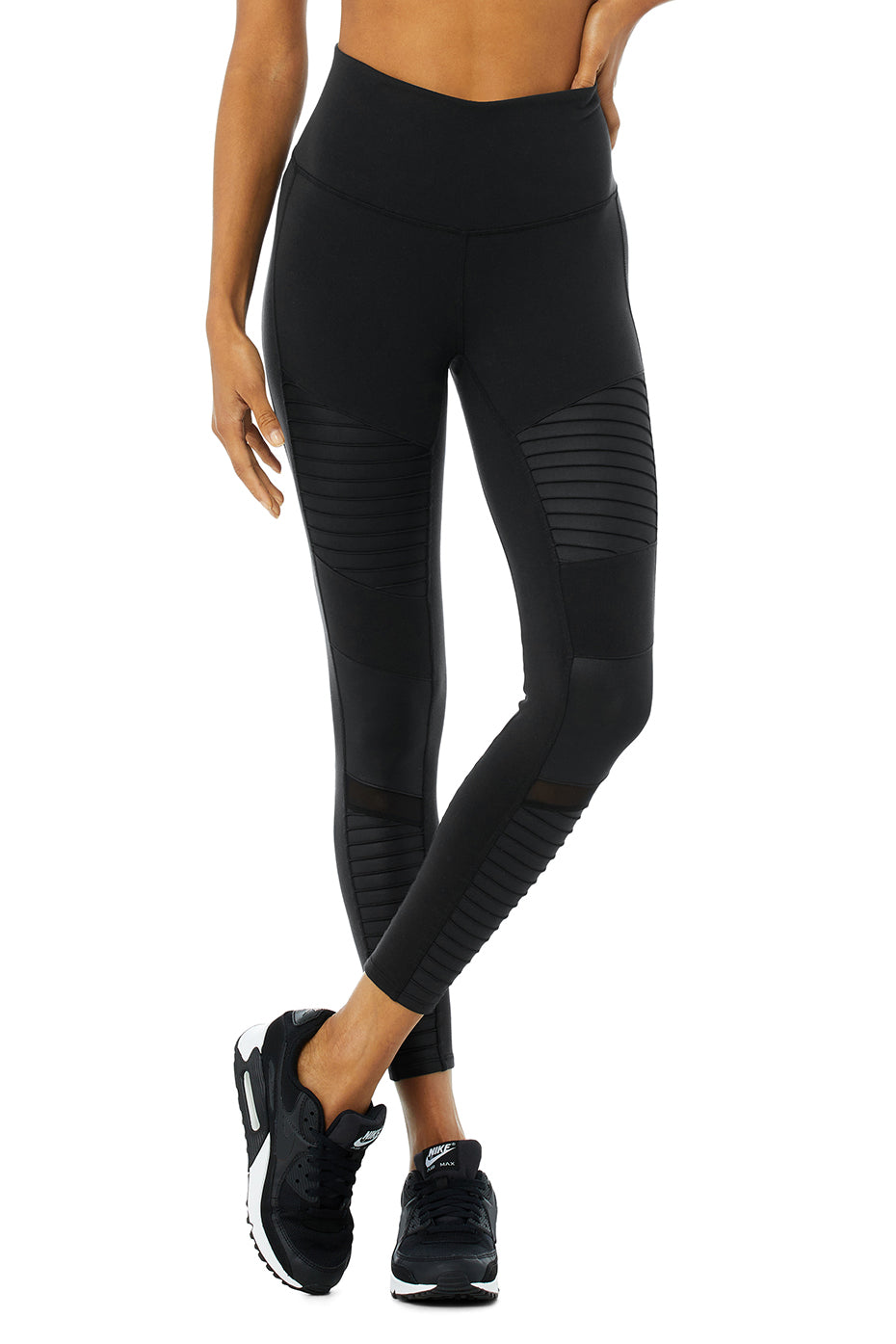 Black Women's Alo Yoga 7/8 High-Waist Moto Leggings | LIA-524918