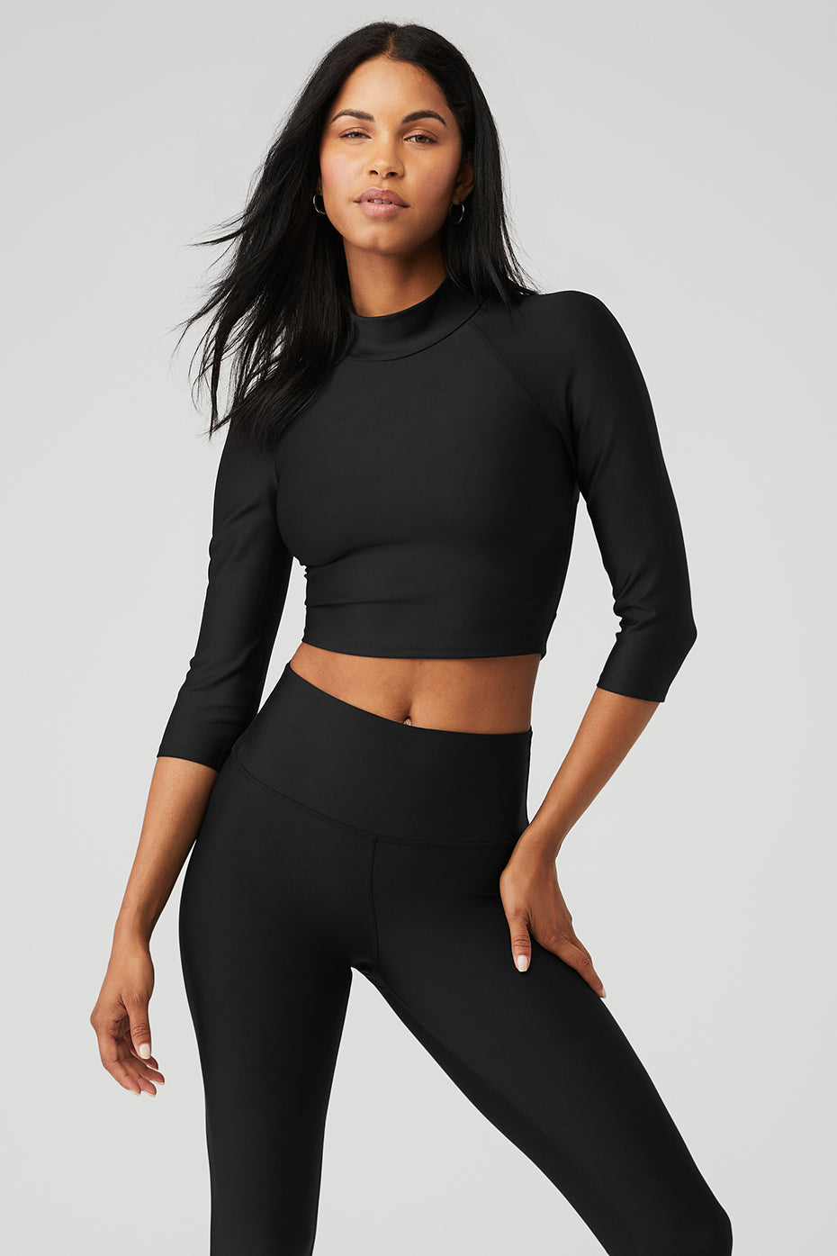 Black Women's Alo Yoga Airlift Archer Fitted Long Sleeve | KYC-962347