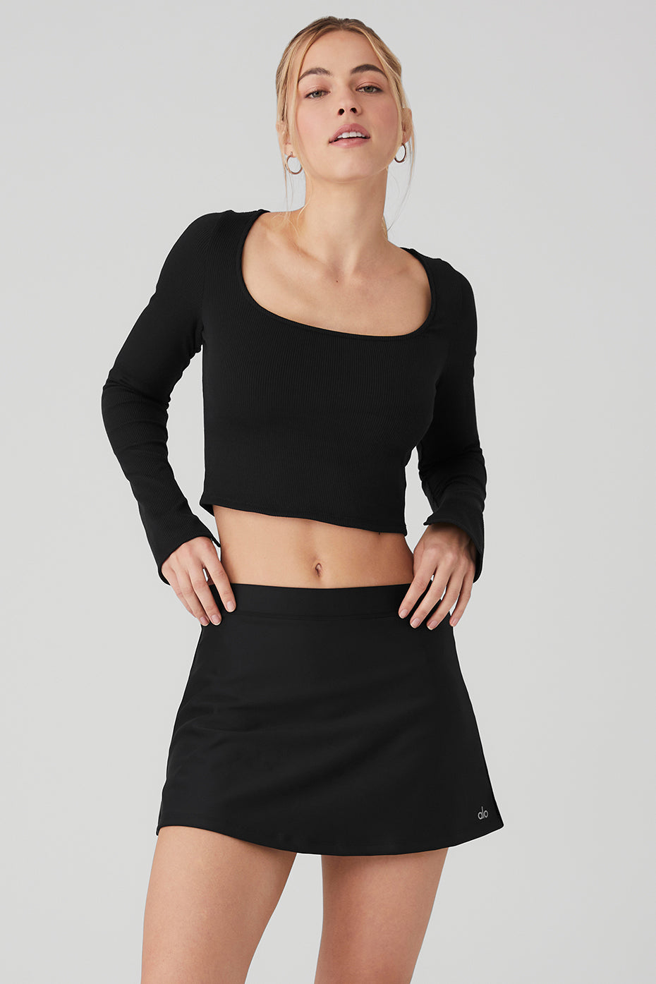 Black Women's Alo Yoga Alosoft Ribbed Show Stopper Long Sleeve | FBZ-149702