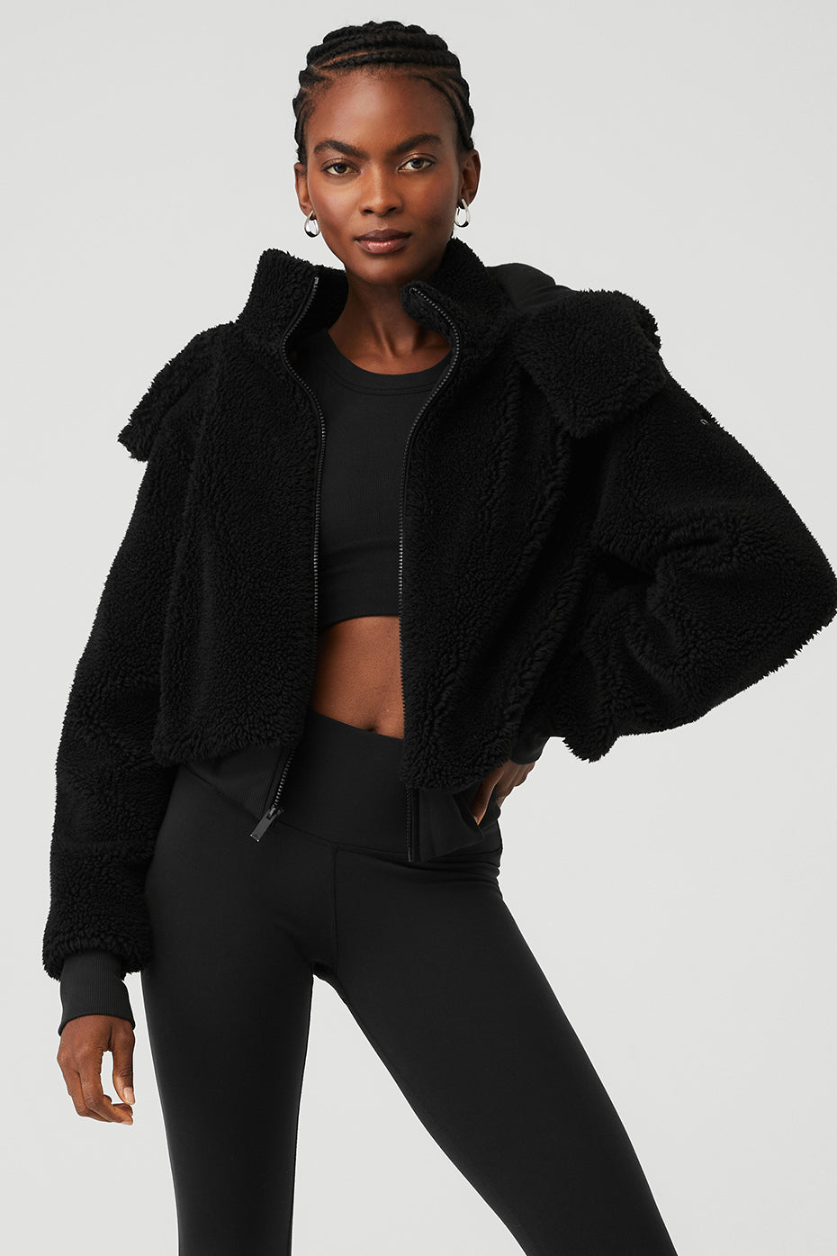 Black Women's Alo Yoga Foxy Sherpa Jackets | BMY-941758