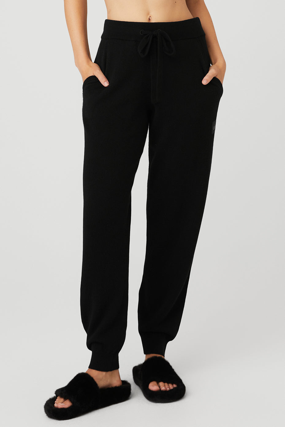 Black Women's Alo Yoga High-Waist Cashmere Jet Set Sweatpants | RIH-395602