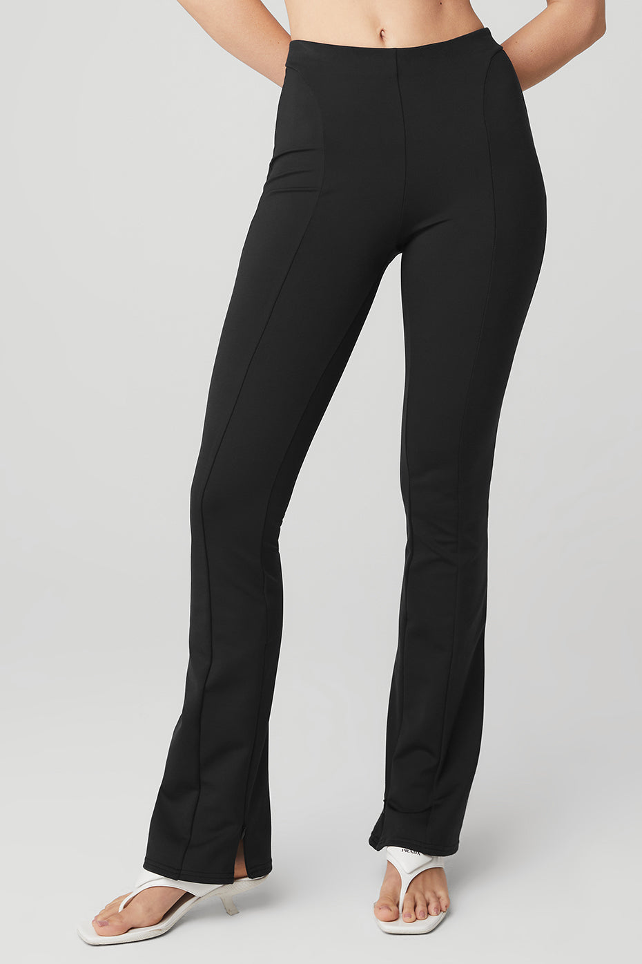 Black Women's Alo Yoga High-Waist Zip It Flare Leggings | XQY-548906