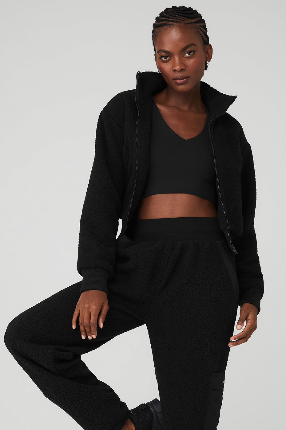 Black Women's Alo Yoga Micro Sherpa Destiny Jackets | GBE-946705