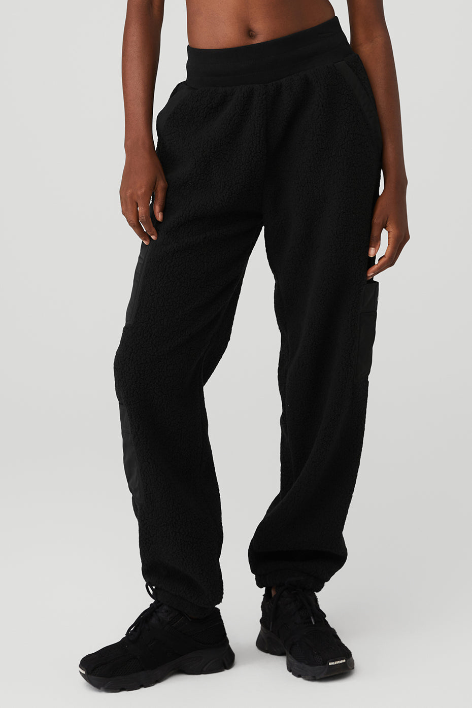 Black Women's Alo Yoga Micro Sherpa High-Waist Solstice Sweatpants | BJP-207586