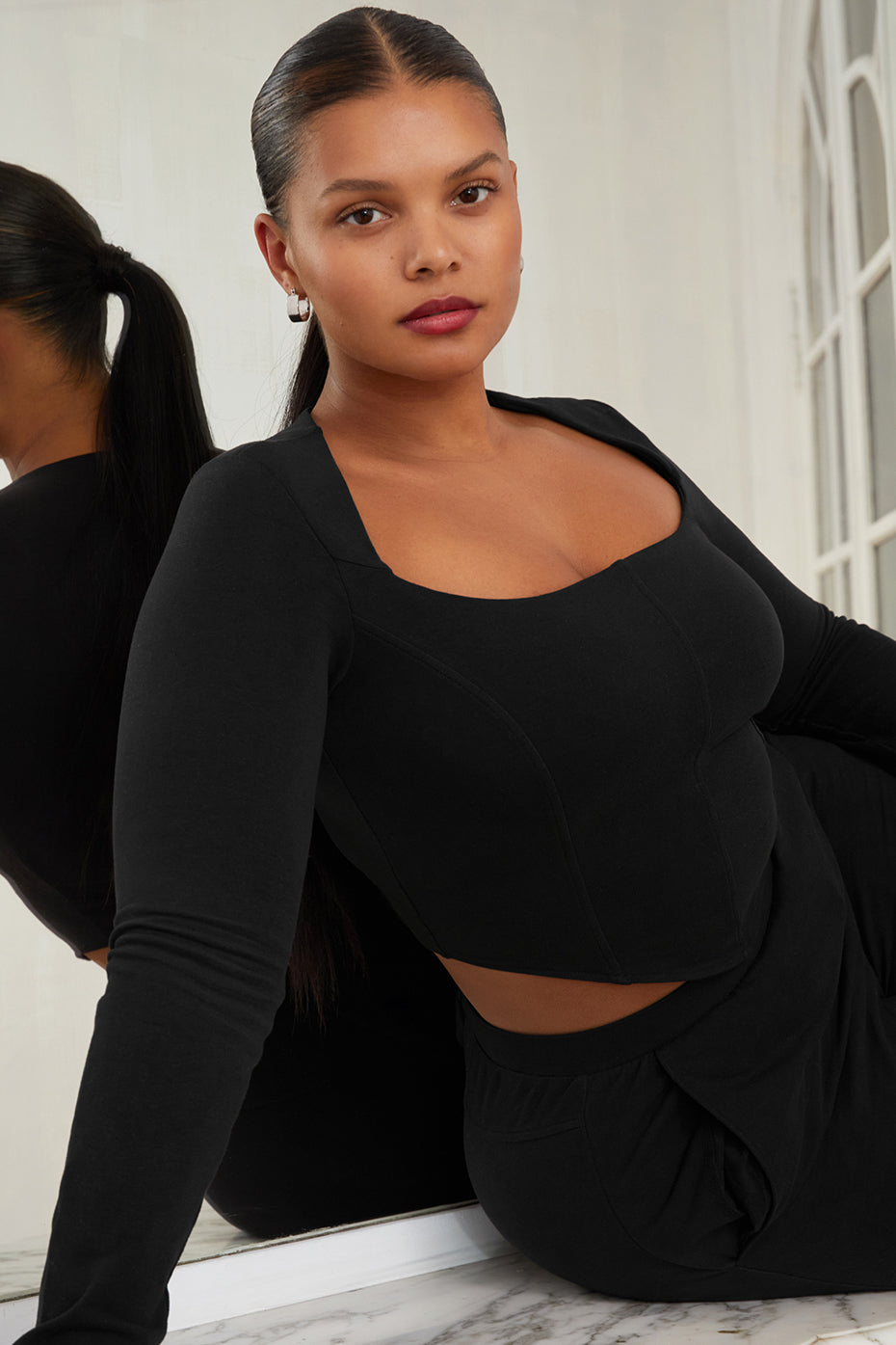 Black Women's Alo Yoga Soft Sculpt Long Sleeve | SEL-542796