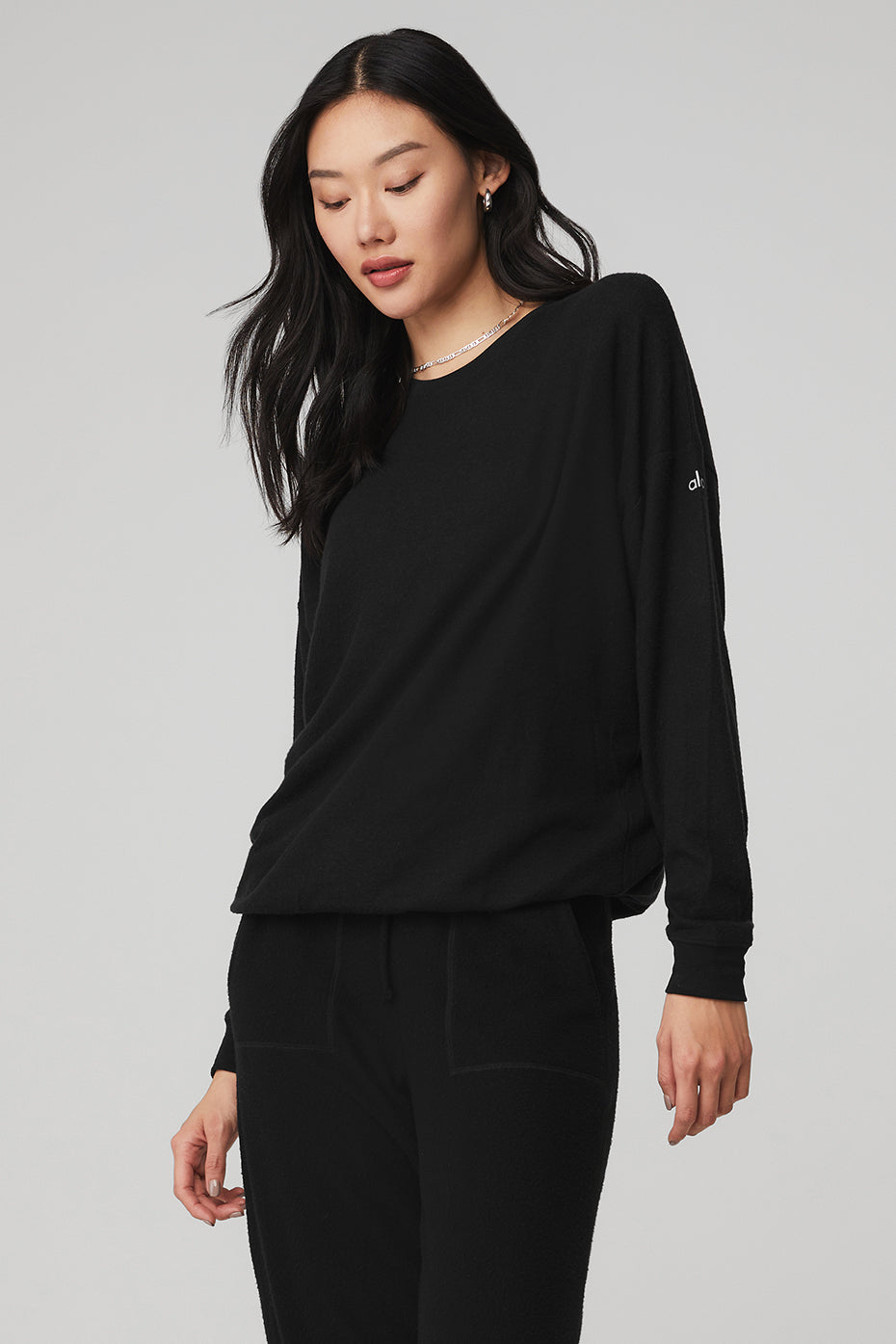 Black Women's Alo Yoga Soho Pullover Long Sleeve | VXL-042657