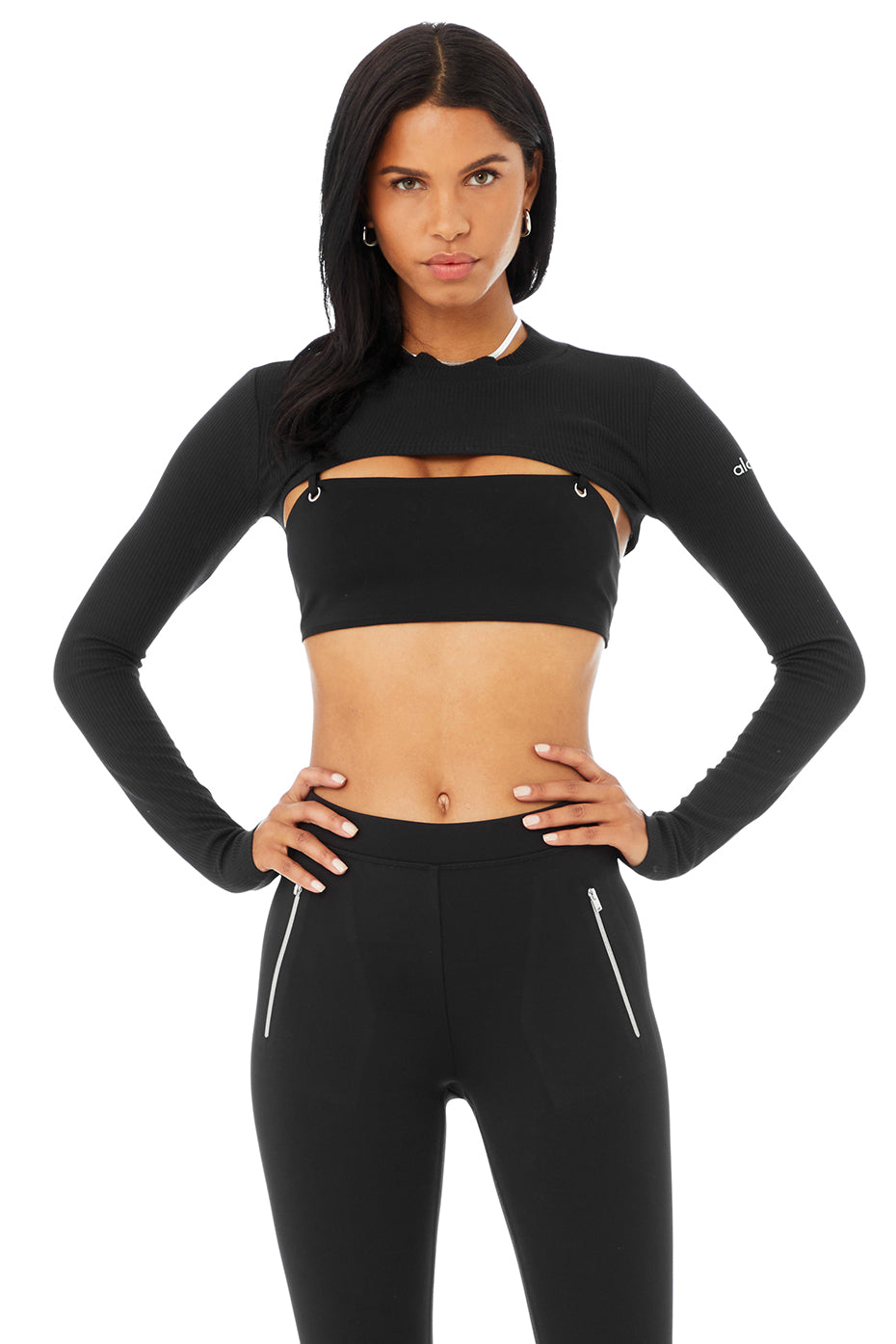 Black Women's Alo Yoga Thrill Seeker Shrug Long Sleeve | JVQ-091635