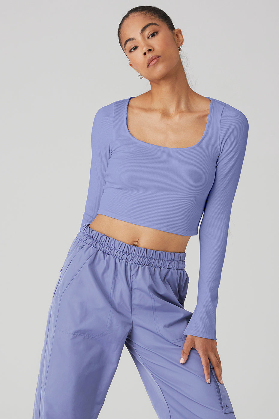 Blue Women's Alo Yoga Alosoft Ribbed Show Stopper Long Sleeve | IFC-473916