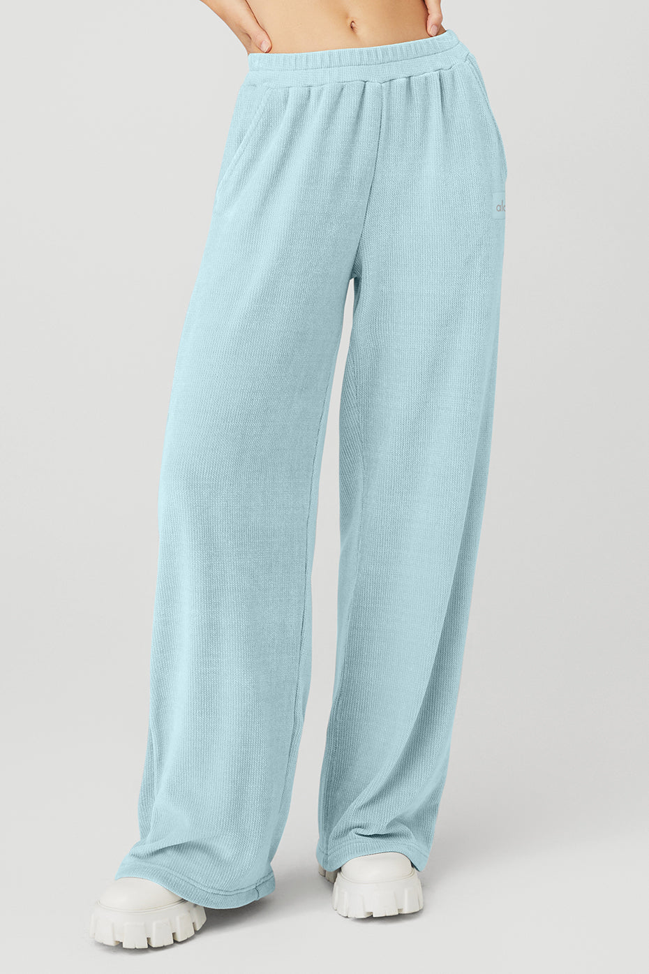 Blue Women's Alo Yoga Chenille High-Waist Wide Leg Chalet Sweatpants | RZB-789236