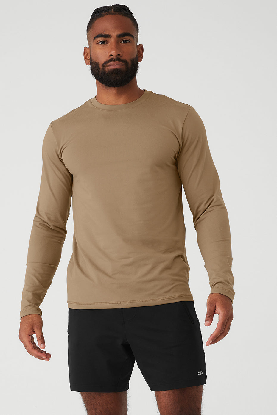 Brown Men's Alo Yoga Conquer Reform Crewneck Long Sleeve | MNV-612780