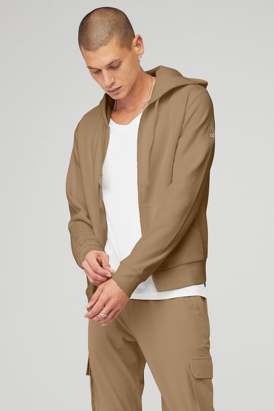 Brown Men's Alo Yoga Everyday Full Zip Hoodie | FER-765413