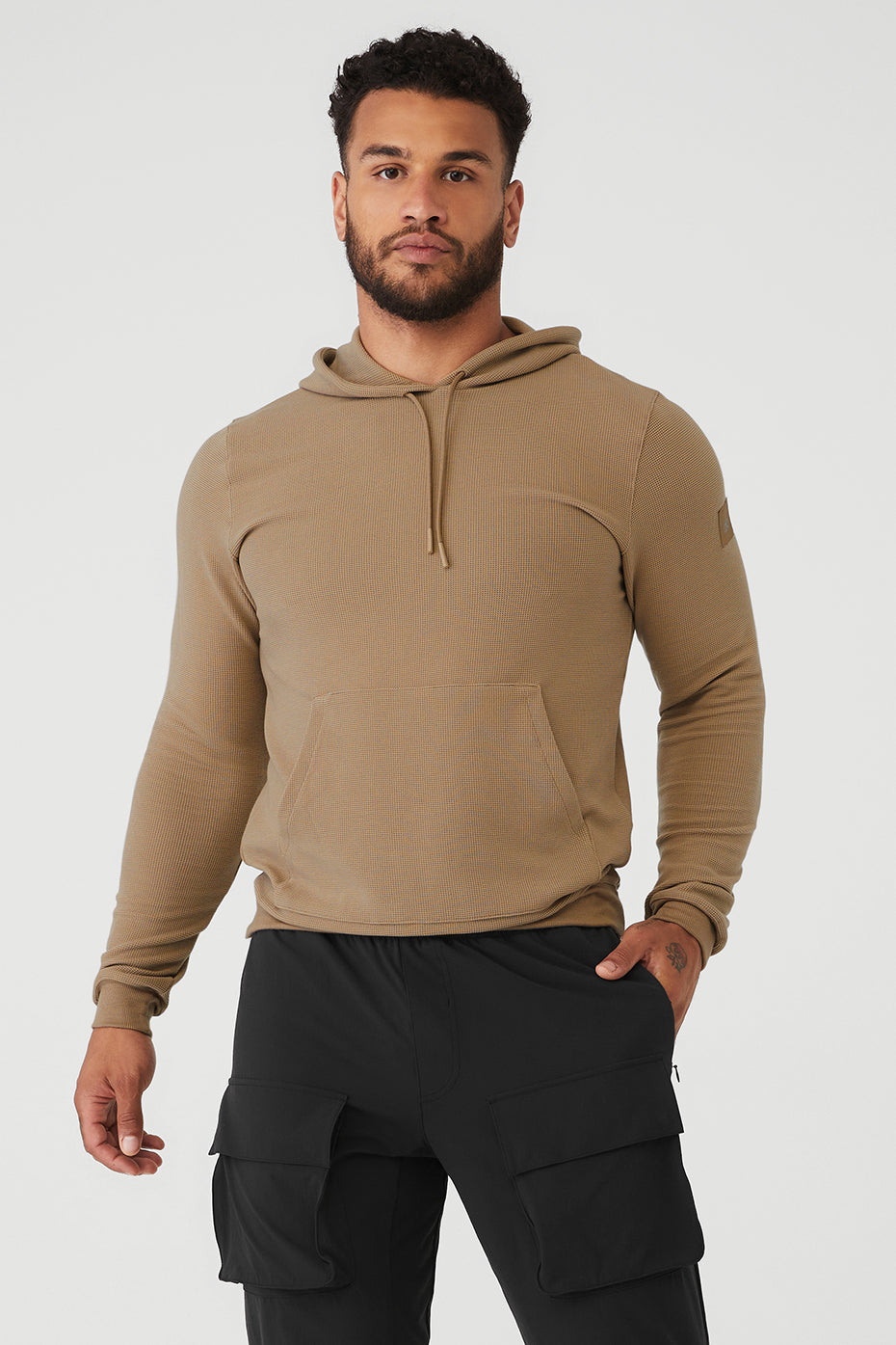 Brown Men's Alo Yoga Micro Waffle Fast Break Hoodie | HME-278035