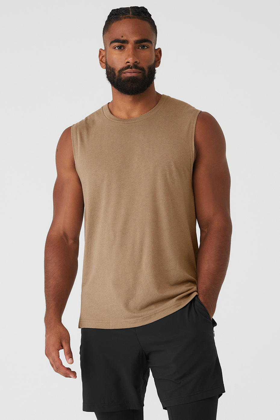 Brown Men's Alo Yoga The Triumph Muscle Tanks | HIZ-034615