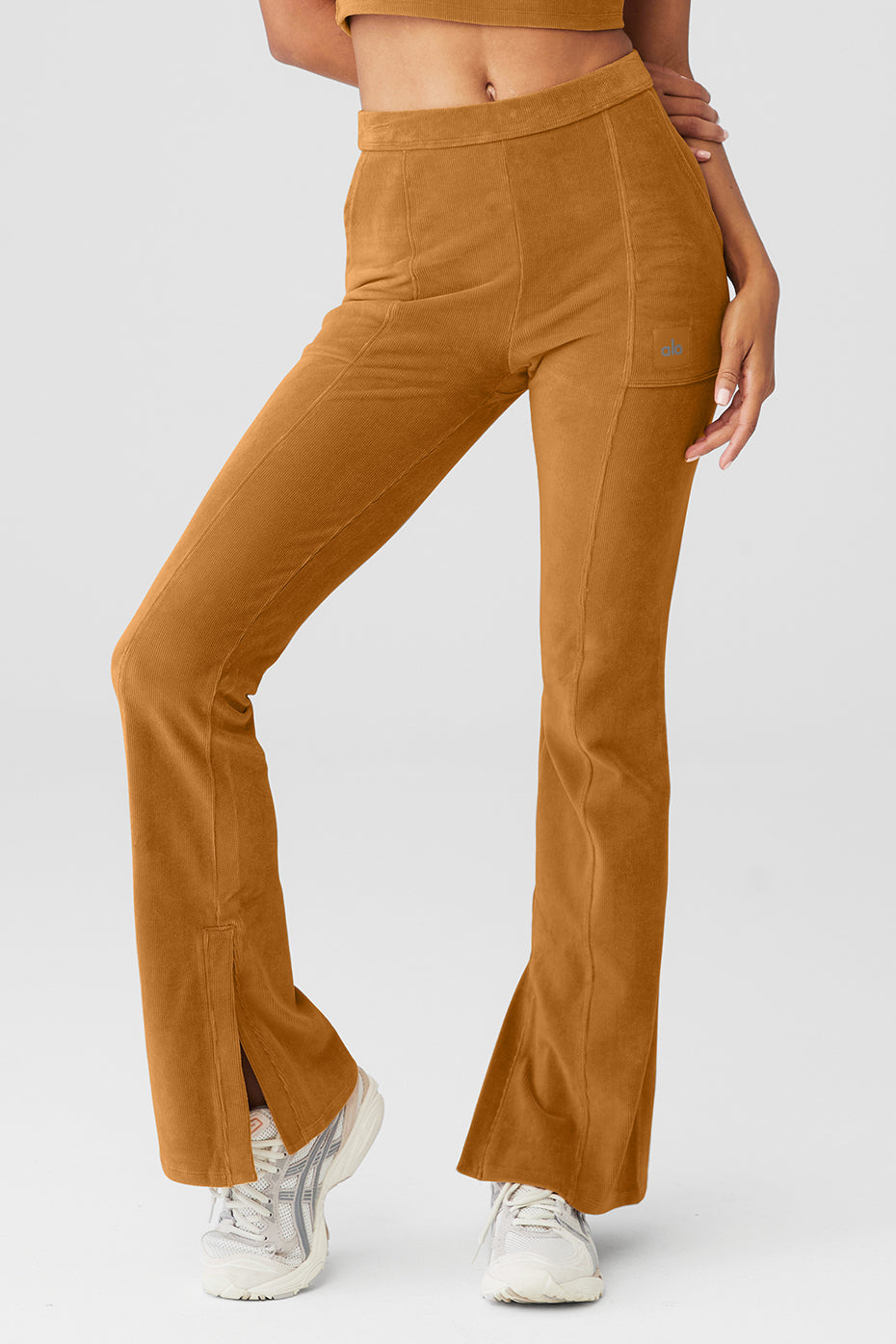 Brown Women's Alo Yoga Micro Corduroy High-Waist Winter Break Flare Pants | SVK-462573