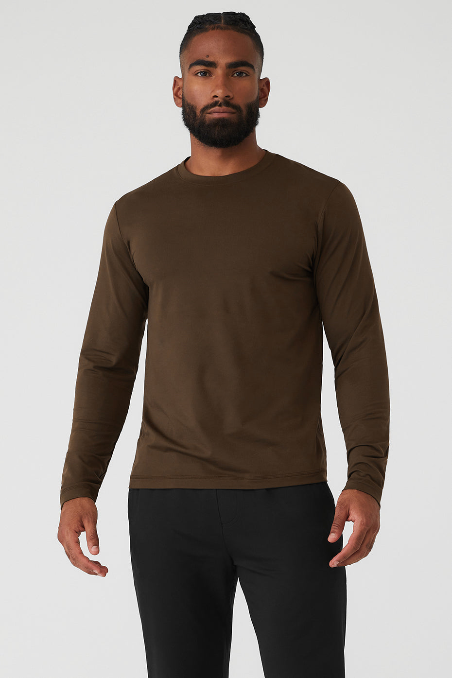 Chocolate Men's Alo Yoga Conquer Reform Crewneck Long Sleeve | GAK-425371