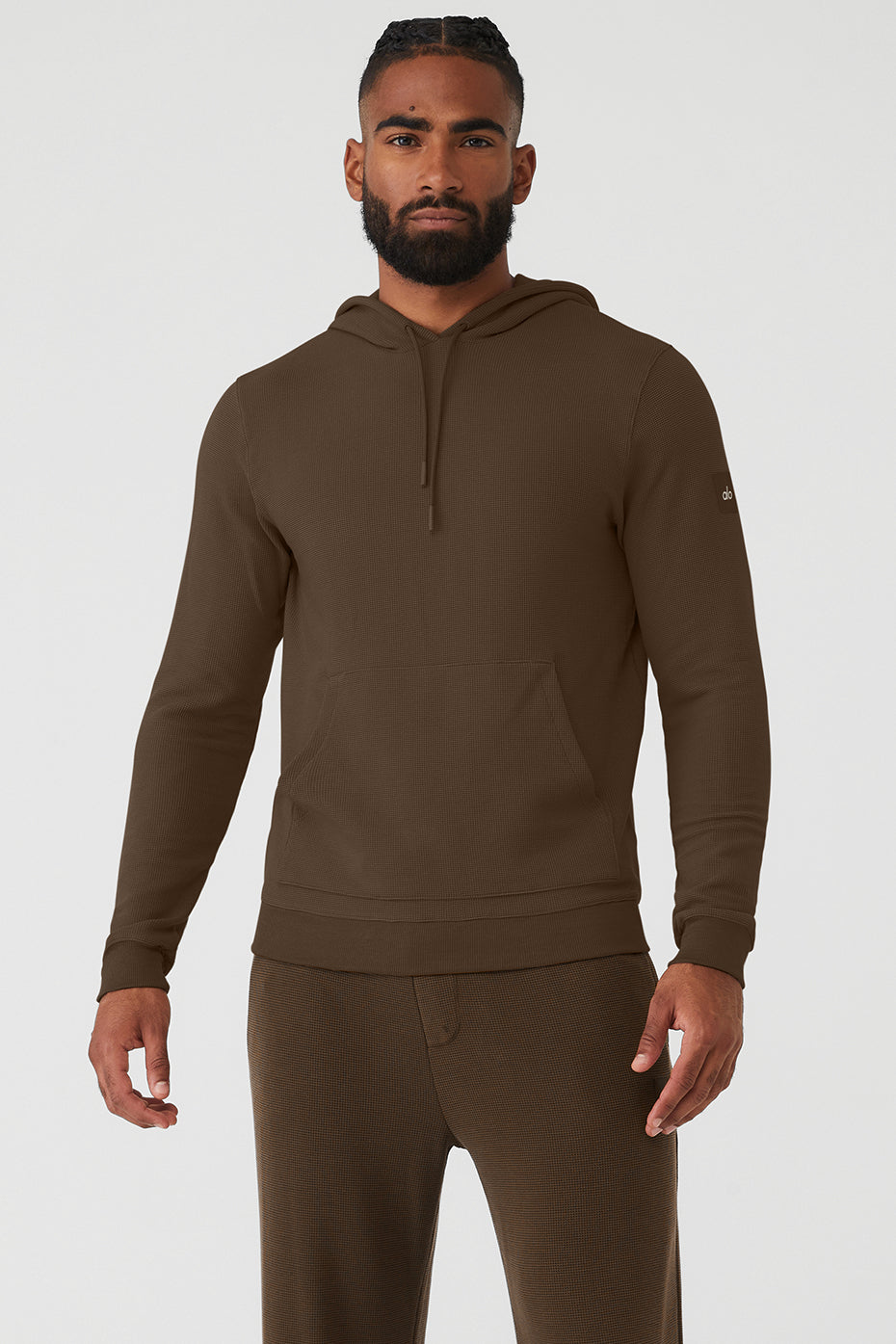 Chocolate Men's Alo Yoga Micro Waffle Fast Break Hoodie | OEU-650274