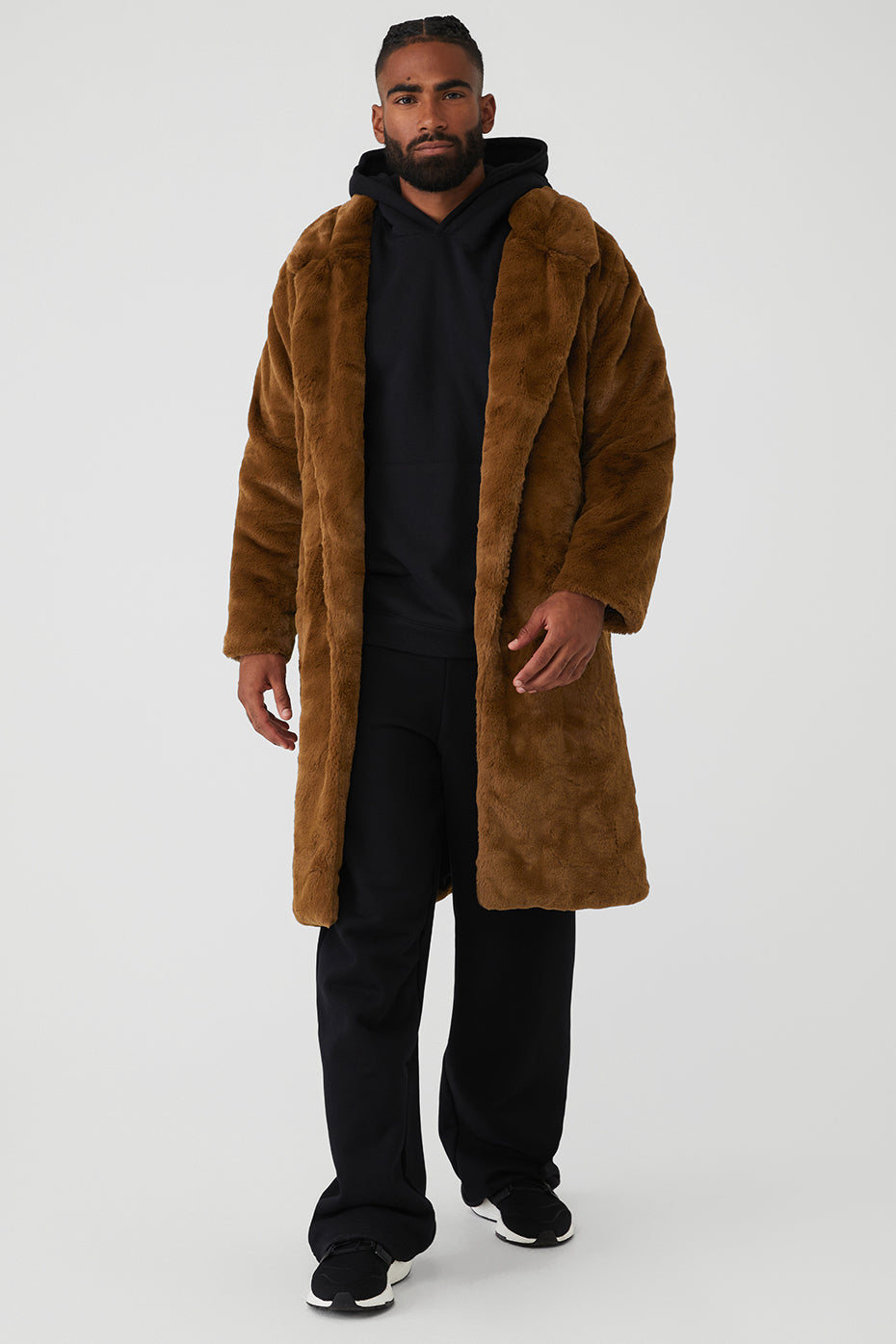 Chocolate Men's Alo Yoga Oversized Faux Fur Trench Coats | THP-402763