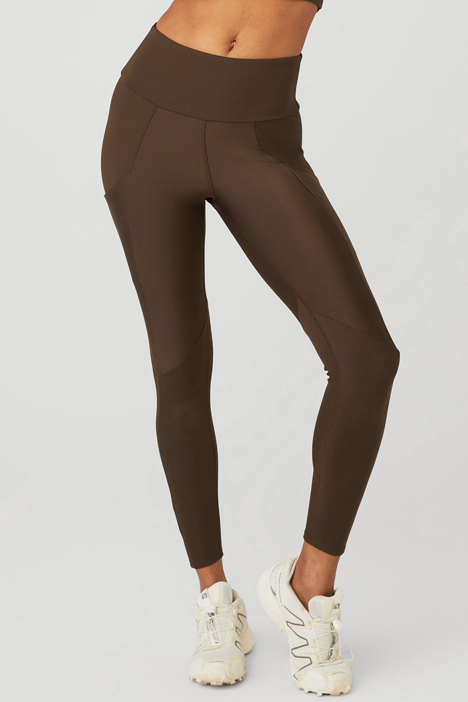 Coffee Women's Alo Yoga Ribbed Airlift High-Waist 7/8 Enchanted Leggings | FNK-865307