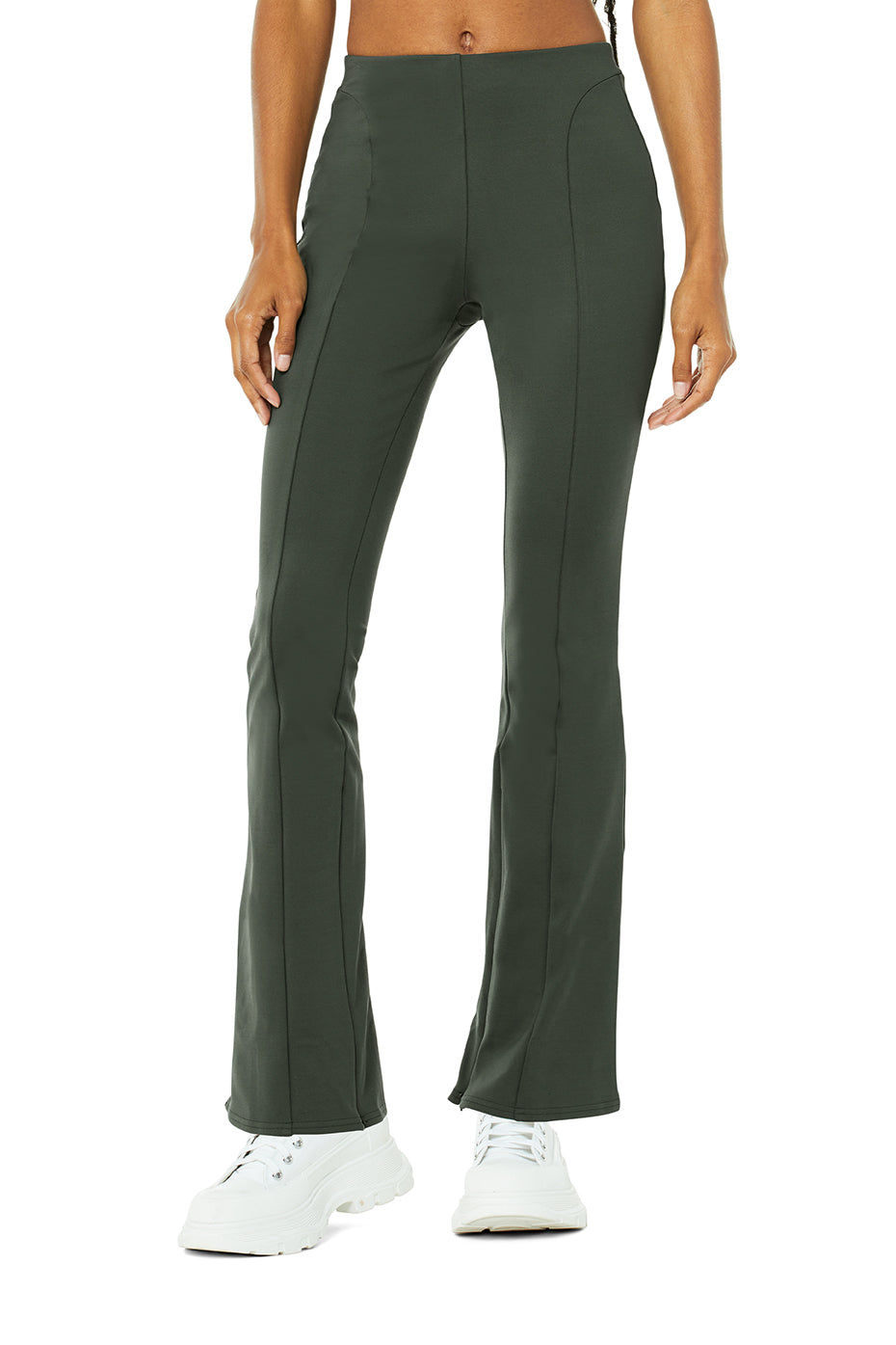 Dark Green Women's Alo Yoga High-Waist 7/8 Zip It Flare Leggings | SGR-870245