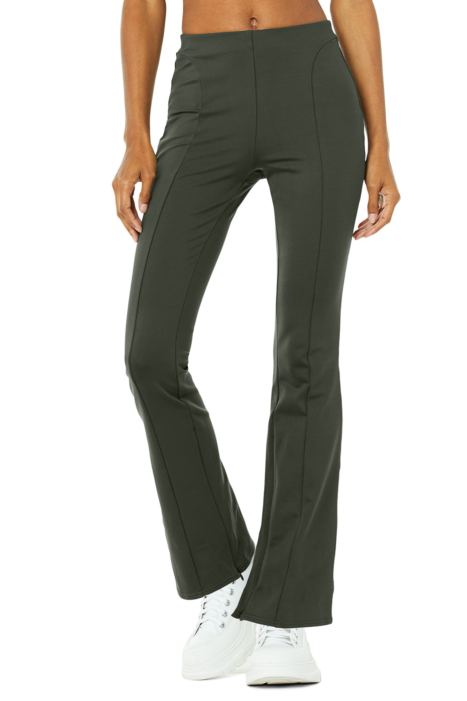 Dark Green Women's Alo Yoga High-Waist Zip It Flare Leggings | NZR-918450