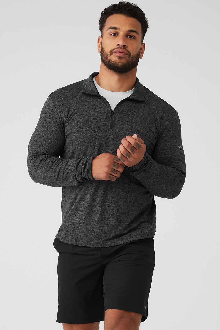 Dark Grey Men's Alo Yoga Conquer 1/4 Zip Reform Long Sleeve | CUD-420619