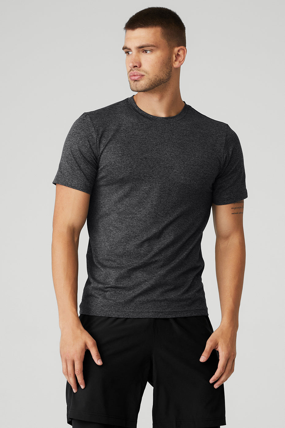 Dark Grey Men's Alo Yoga Conquer Reform Crewneck Short Sleeve | RSC-620871