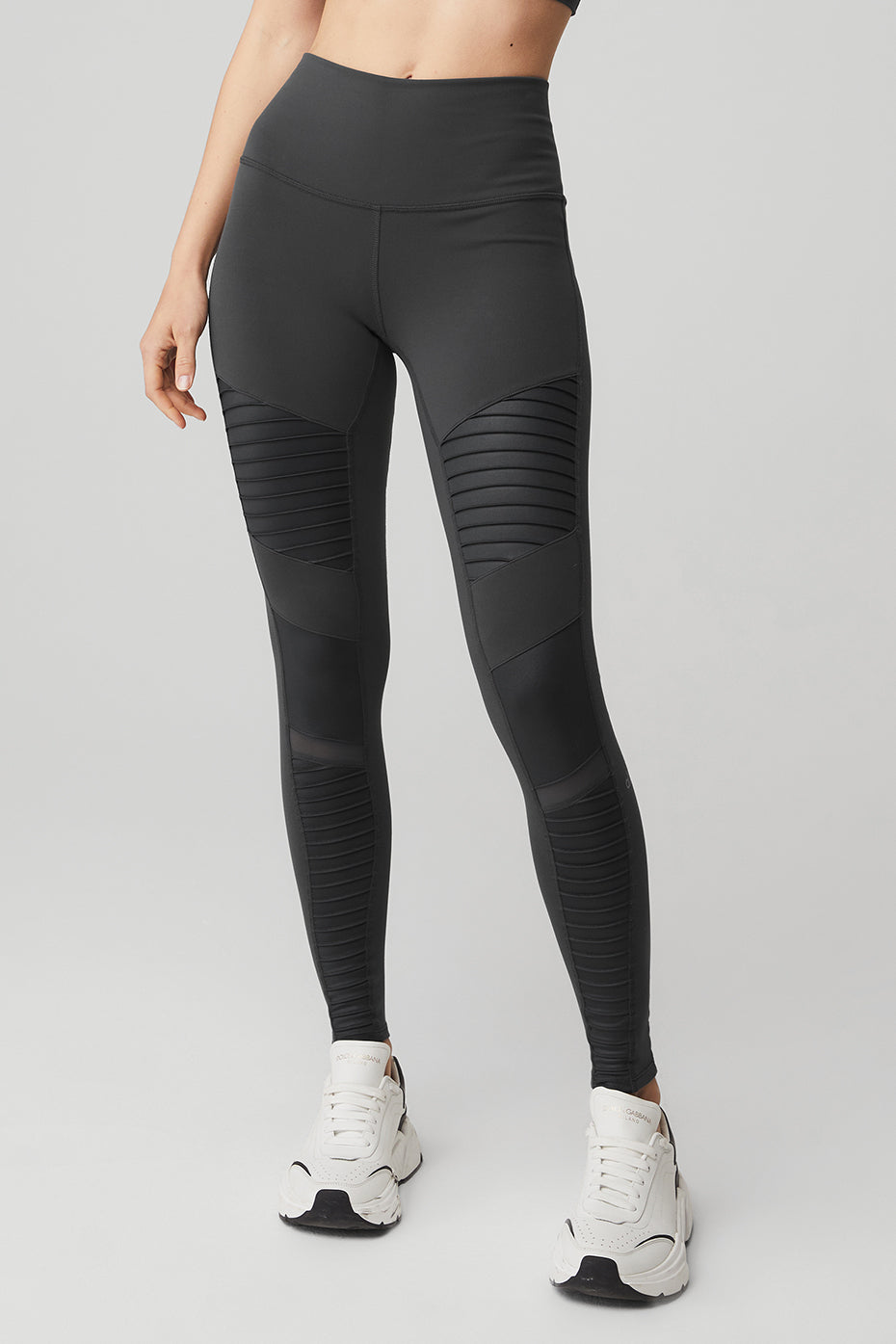 Dark Grey Women's Alo Yoga High-Waist Moto Leggings | DPQ-821569