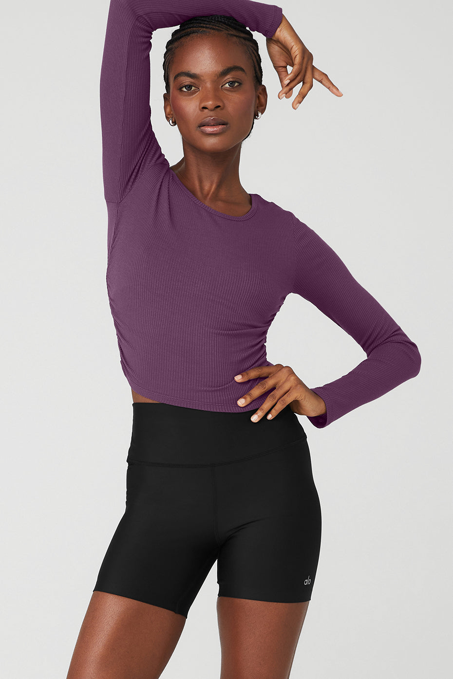 Dark Purple Women's Alo Yoga Gather Long Sleeve | YAT-931748