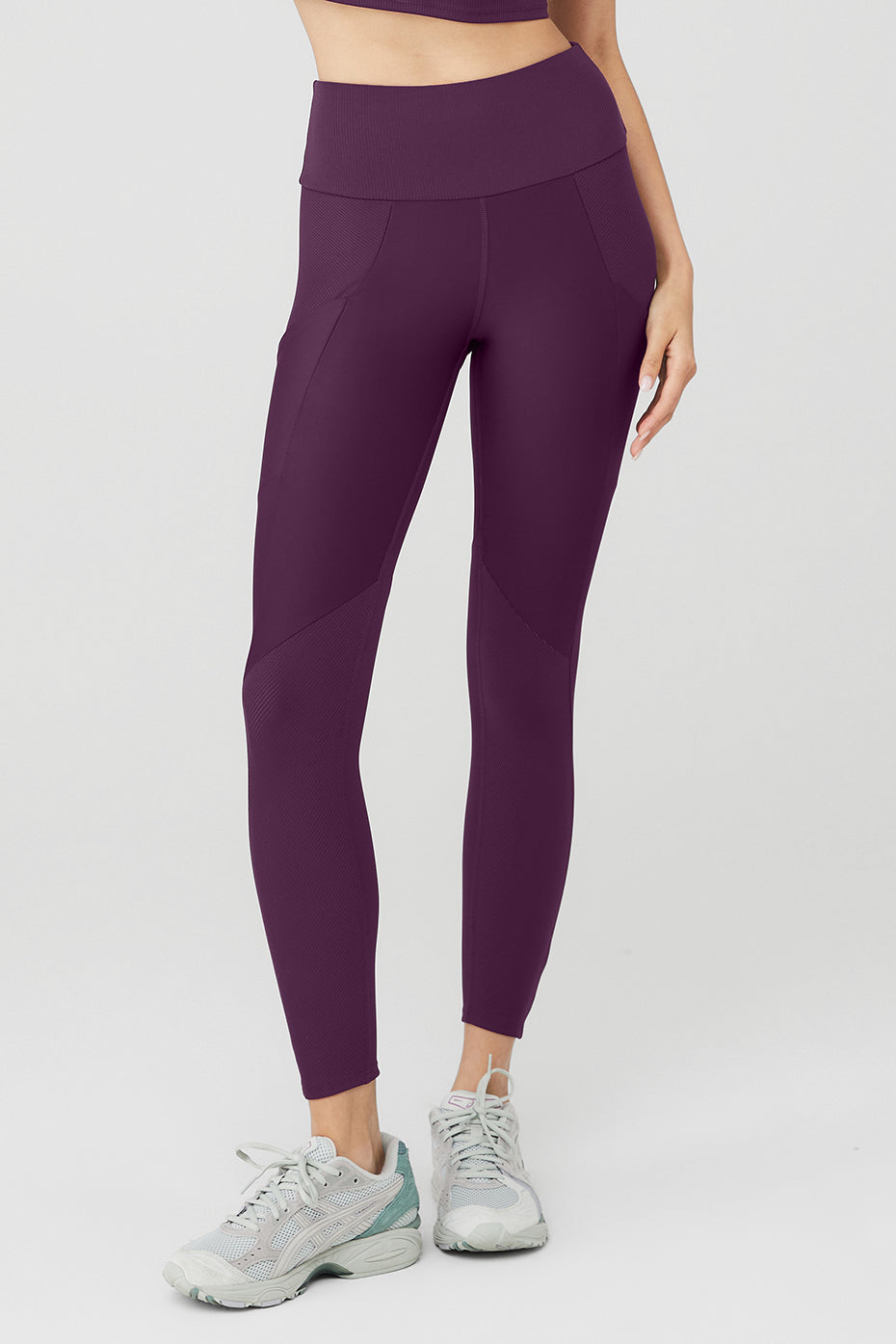 Dark Purple Women's Alo Yoga Ribbed Airlift High-Waist 7/8 Enchanted Leggings | BDJ-687041