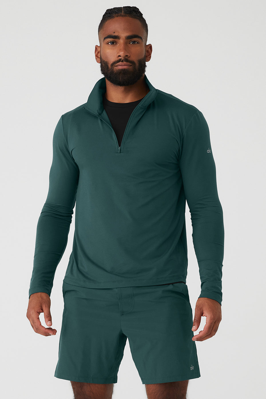 Green Men's Alo Yoga Conquer 1/4 Zip Reform Long Sleeve | AQX-438270