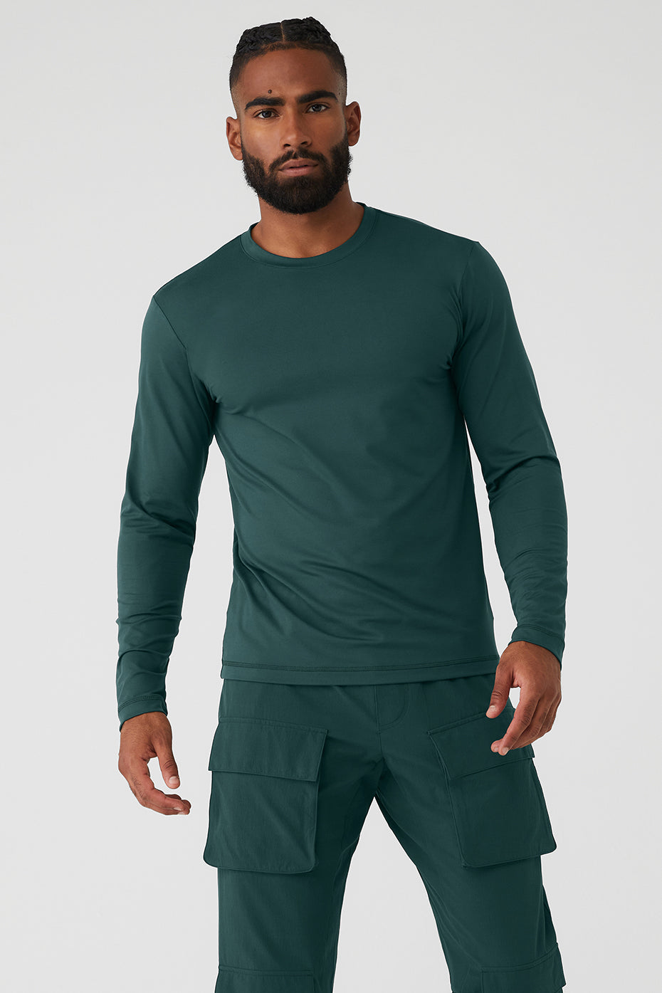 Green Men's Alo Yoga Conquer Reform Crewneck Long Sleeve | ZMU-053912