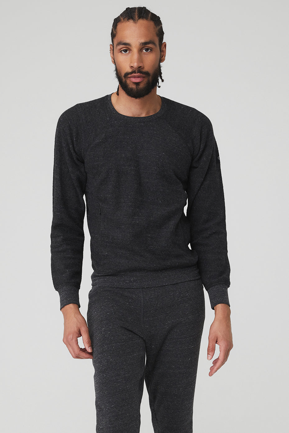 Grey Black Men's Alo Yoga Triumph Crew Neck Sweatshirts | BNY-639784