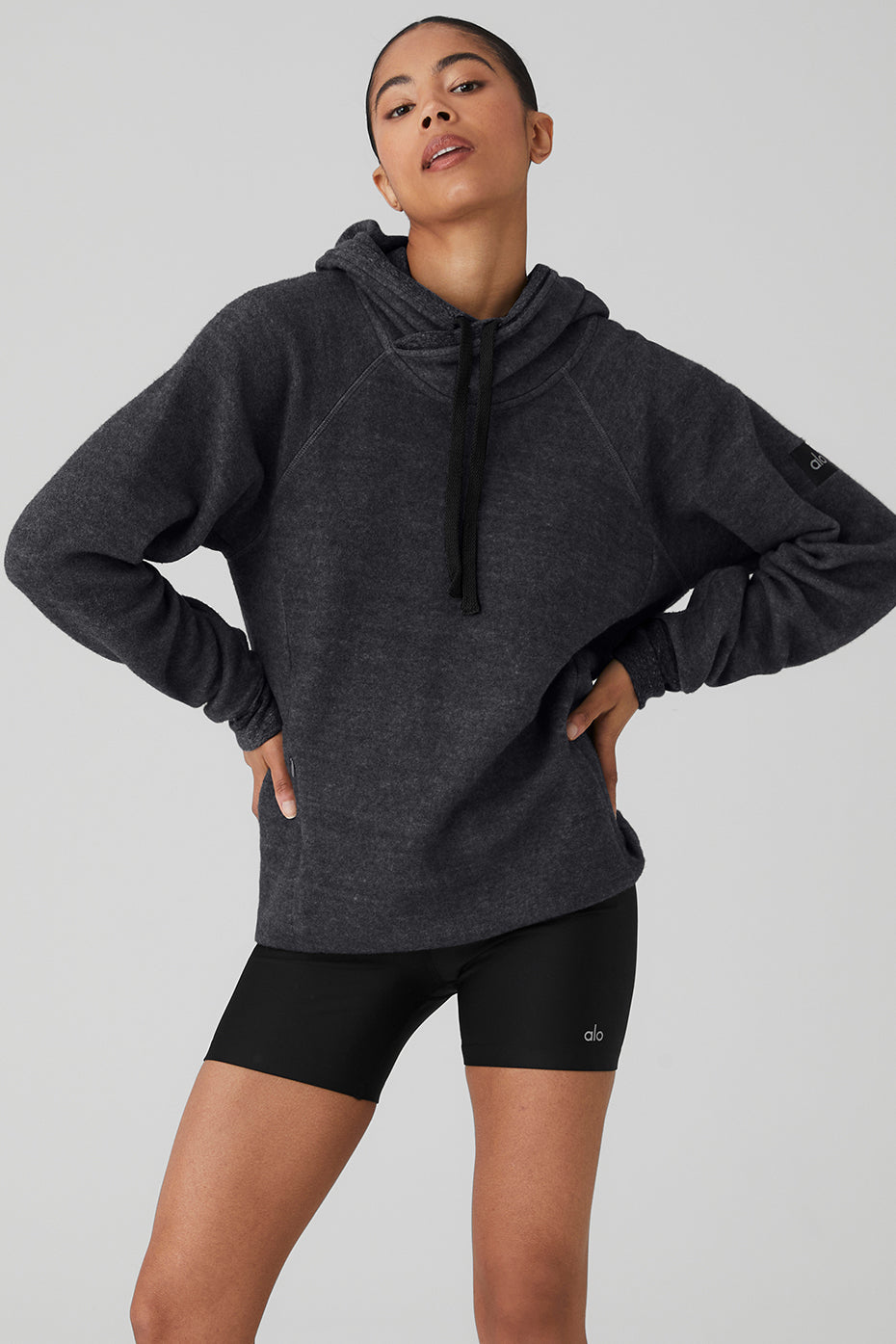 Grey Black Women's Alo Yoga Triumph Hoodie | QVX-156783