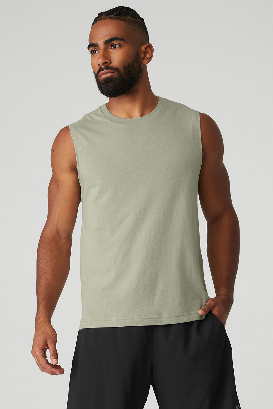 Grey Green Men's Alo Yoga The Triumph Muscle Tanks | OQM-104632