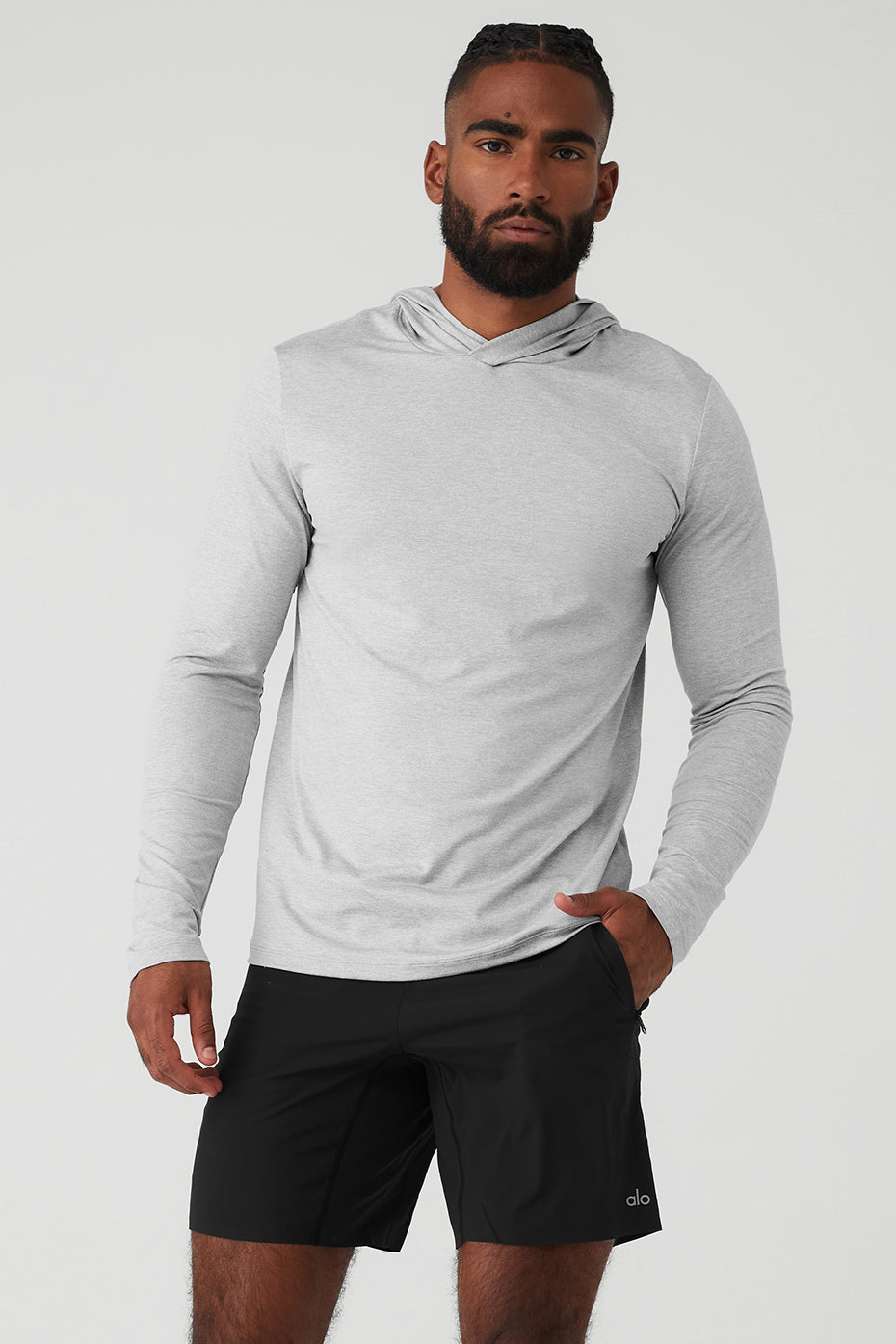 Grey Men's Alo Yoga Conquer Reform With Hood Long Sleeve | HXL-452679