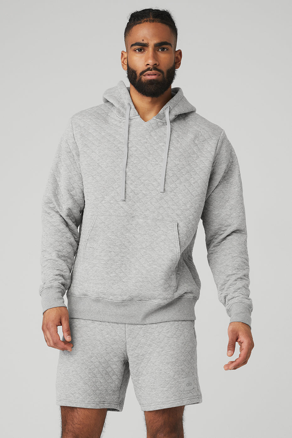 Grey Men's Alo Yoga Quilted Stadium Hoodie | ZYL-735189